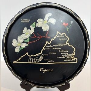 Vintage Kitschy Souvenir Metal Tray State of Virginia